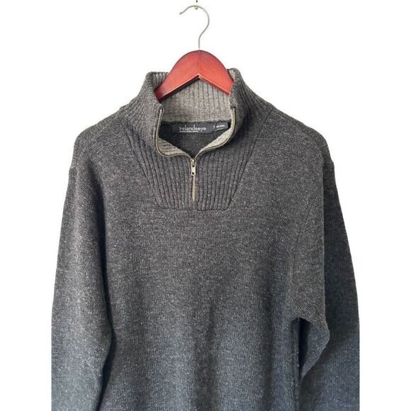 Irelandseye 100% Wool Gray Quarter Zip Sweater Size M Classic Staple Capsule - Picture 2 of 11